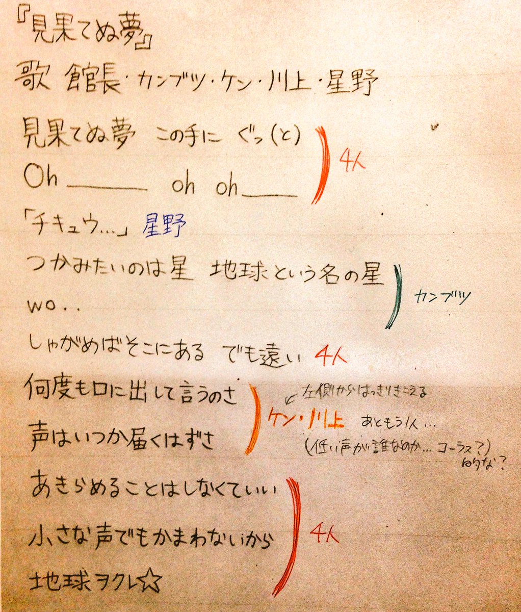 あっか 見果てぬ夢のパート分け こんなもんかなーと思ったんですけどどうですかね