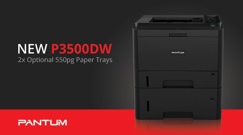 Pantum_SA's tweet image. The NEW cutting edge P3500DW, now with 2x Optional 550pg paper trays. Max total 1410 pages! #PrintingMadeSimple