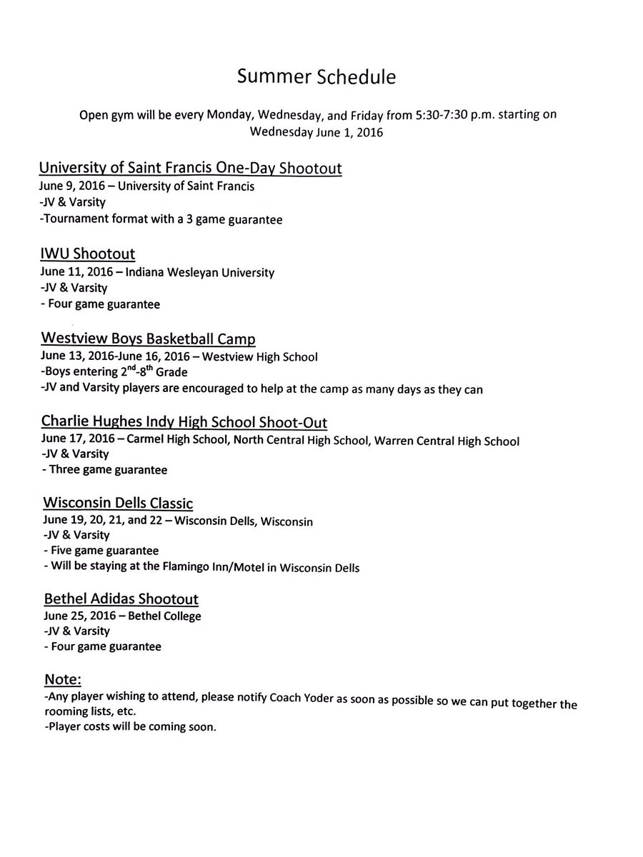 WestviewHoops's tweet image. #WestviewHoops June is set. Pick up a schedule in Coaches office. #WorkHardGetBetter