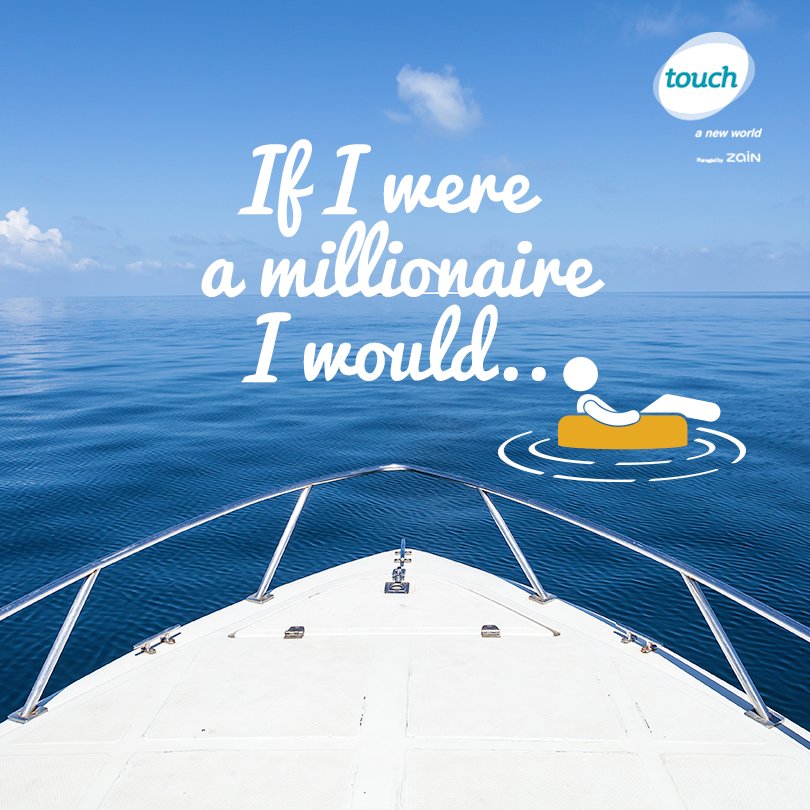 touchLebanon's tweet photo. What would you do if you were a #millionaire? 
#TouchGeek would buy a yacht and travel the world! https://t.co/cx1XgF3wwe