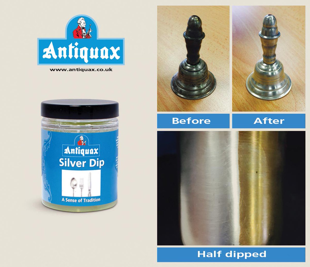 Antiquax's tweet photo. Antiquax Silver Dip designed to remove tarnish from silver cutlery, jewellery and small silver items. https://t.co/5ErKiaqmSr
