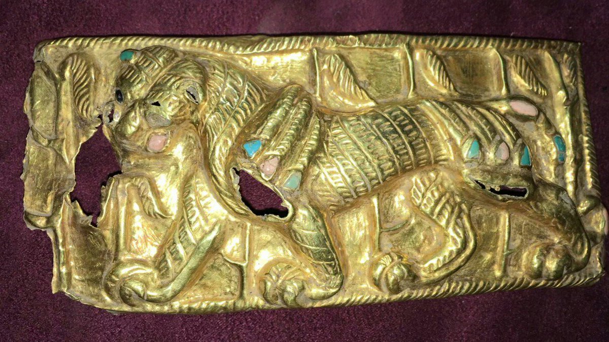 Recent finding of a #Xiongnu gold belt buckle from Central #Mongolia. #MUST Archaeology Research Team