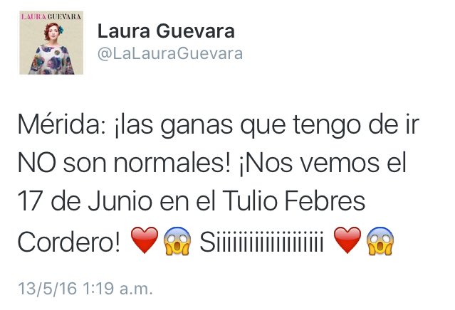 Buenos días, buenas noticias <a href="/LaLauraGuevara/">Laura Guevara</a> en #Mérida #17jun Centro Cultural Tulio Febres Cordero. ❤️😍