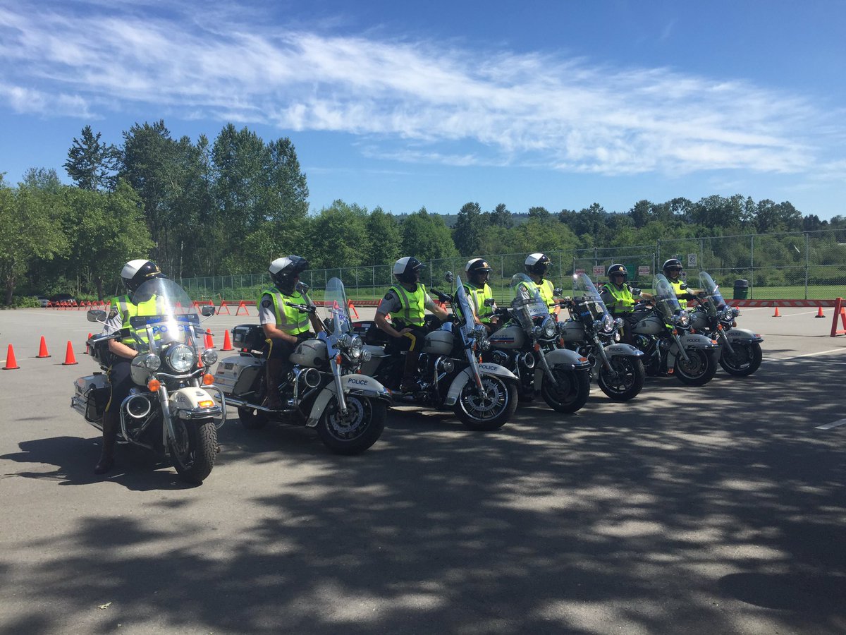 icbc's tweet photo. .@BurnabyRCMP revving up for the motorcycle skills riding course #ridesafeBC ^kp https://t.co/zXvpgGNCEP