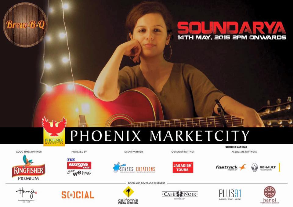 Soundarya will be performing live tomorrow at Phoenix, 2.30 pm onwards. Be there !!