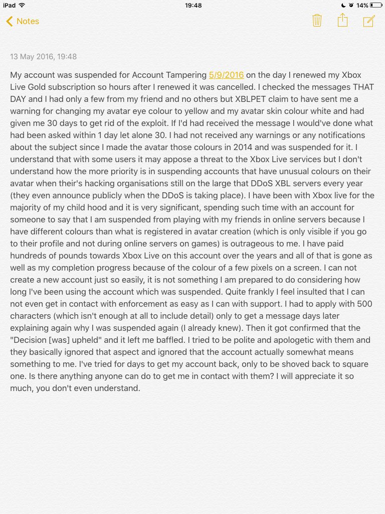 5Mesports's tweet photo. Does anyone know how else I can get my account back? #xboxenforcement #XBLPET #Xboxsupension #xboxlive https://t.co/4BA77puo9F