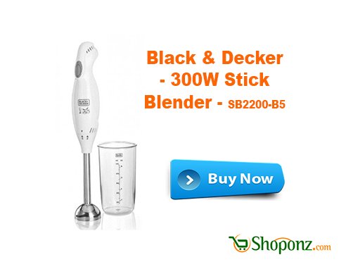 Shoponz_com's tweet image. Black &amp;amp; Decker - 300W Stick Blender - SB2200-B5
 #StickBlender #ShoponzProducts See: goo.gl/vwJfW2