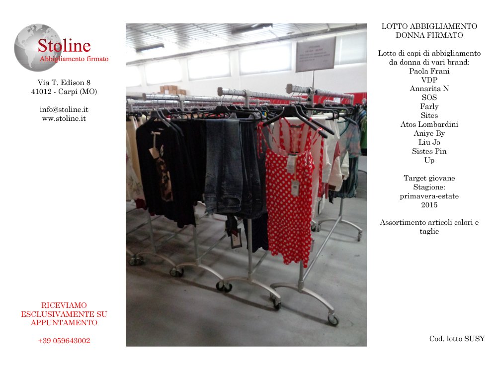STOLINE_ITALIA's tweet photo. Lotto di abbigliamento da donna della collezione primavera-estate 2015 di vari brand #ingrossoabbigliamento https://t.co/QxNUWR0S8j