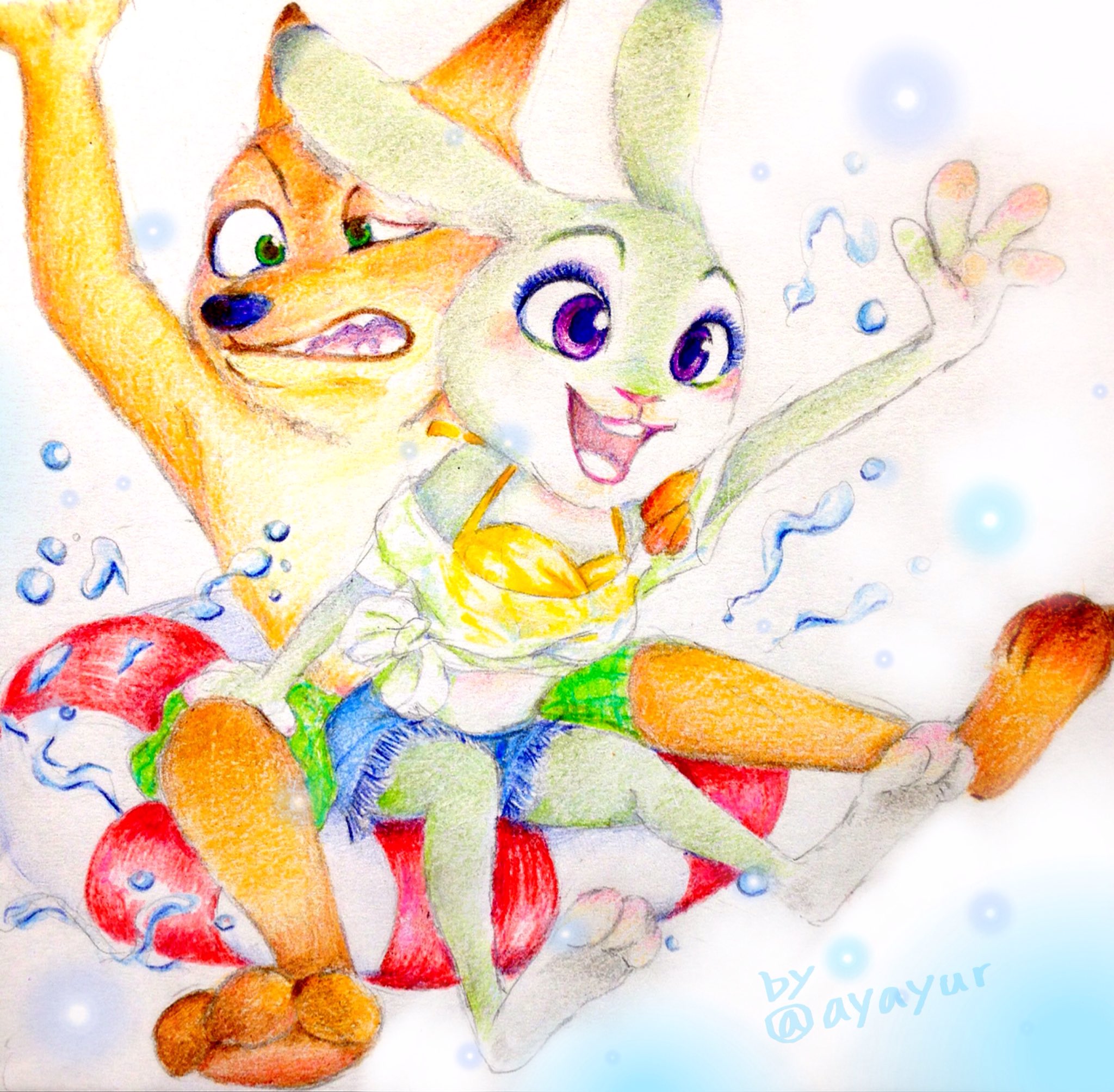 Twitter 上的 もうすぐ夏だ 海行きたい 思いつきで ニクジュディ ディズニー ズートピア イラスト T Co R4dq7juh1i Twitter