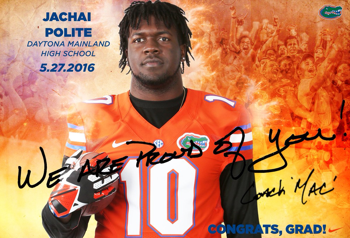 CoachMcElwain's tweet photo. Congrats to @RetireMoms on his graduation from Daytona Mainland High school today! Proud of you, Jachai! #16ATORS https://t.co/iD4osdfxJD