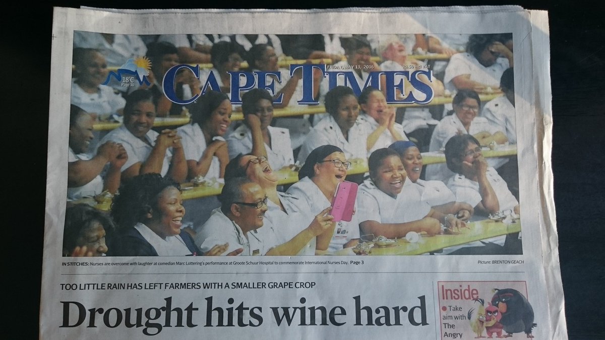 BrettRexB's tweet photo. Awkward headline/image placement #fail by the Cape Times. #drought #farmers https://t.co/klW2DWDIDn
