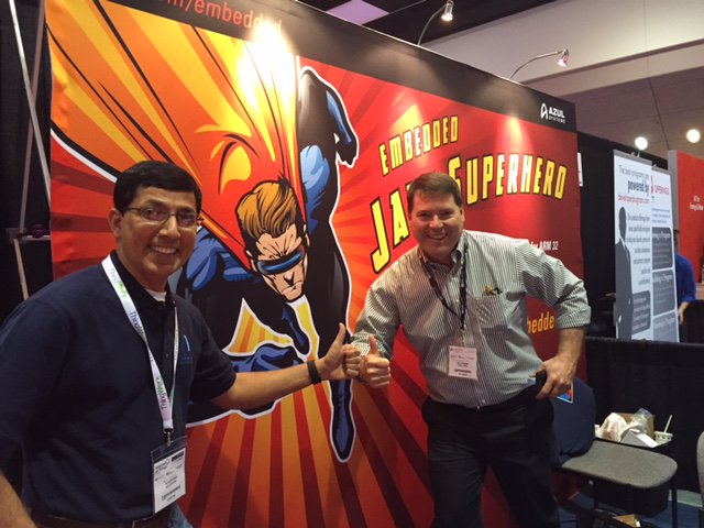 AzulSystems's tweet image. Thanks @MaceBergmann for stopping by #AzulSystems and giving Java Embedded the thumbs up! #iotworld16