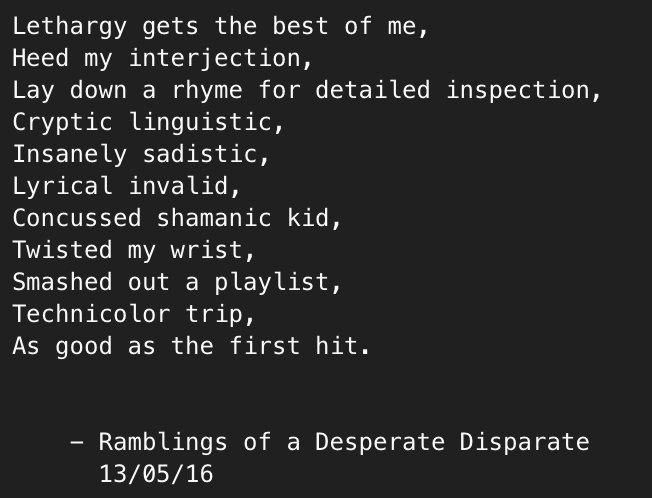 EscapistTimes's tweet photo. #poetry #spokenword #hiphop #rap #bristol #WrittenRiver #writer 
- Ramblings of a Desperate Disparate
  13/05/16 https://t.co/avf28qqonq
