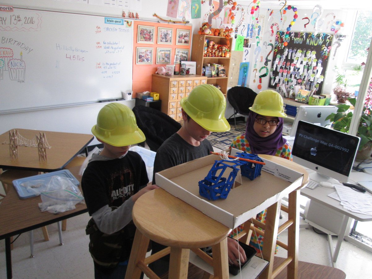 ChallengePV's tweet photo. #5STEM exciting/anxious day as we test our bridges for strength... https://t.co/BYXgQxAfWi
