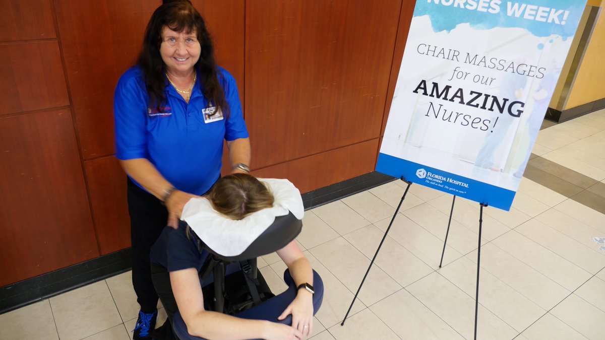 AdventHealthCFL's tweet photo. A great way to wrap up #NursesWeek2016. All FHO nurses deserve a massage! Thanks again for all you do! https://t.co/DcLHSaJmGg