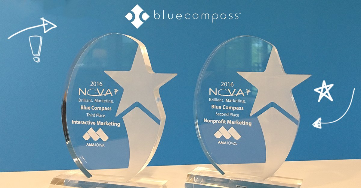 BlueCompass's tweet photo. We are so grateful to have brought home two #amanovas16 from @amaiowa last night. It's an honor to be recognized! https://t.co/iXCSB8UpPi