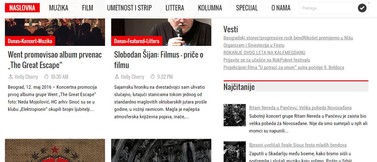 JankoTakac's tweet photo. Lepo je biti saradnik web magazina #HellyCherry a još lepše kada mi tekstovi spadaju među najčitanije! #RitamNereda https://t.co/IxtwPBuu1K