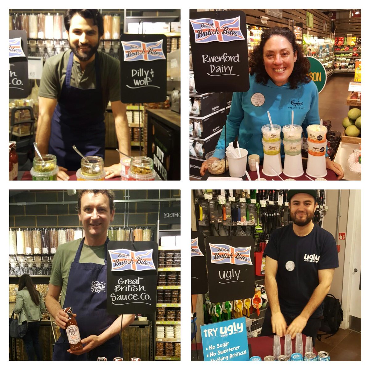 WholeFoodsUK's tweet photo. #BestOfBritish Bites has been a blast! Thanks to: @riverforddairy @uglydrinks @GBsauce @DillyandWolf #WFMRichmond https://t.co/sz1mFelq13