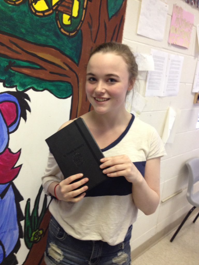 Great day talking philosophy with <a href="/StThomasU/">St. Thomas University</a> Prof. Stapleford <a href="/RothesayHigh/">Rothesay High School</a>! #futuretommie Katie won a journal too!