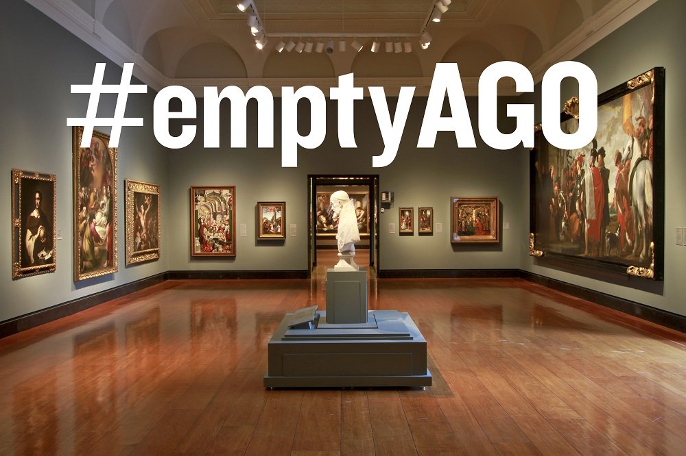 agotoronto's tweet photo. One empty gallery, thousands of years of art, and you. Join our first #emptyAGO tour May 26. https://t.co/VchVqxX3Qw https://t.co/hkdx7IOAKu