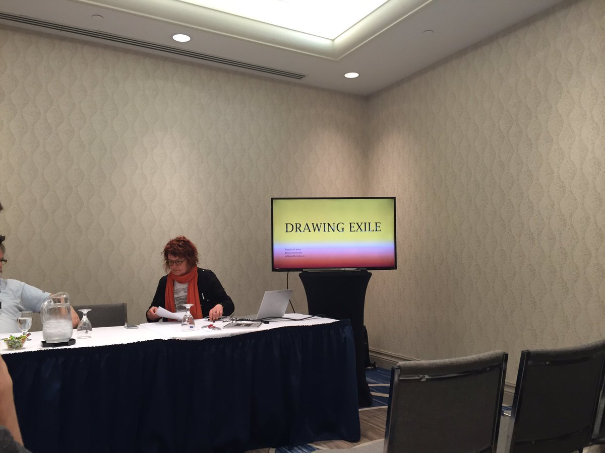 kalervideo's tweet image. Up next we have Tama El-Hoss on "Drawing Exile" #cssc2016 #TCAF