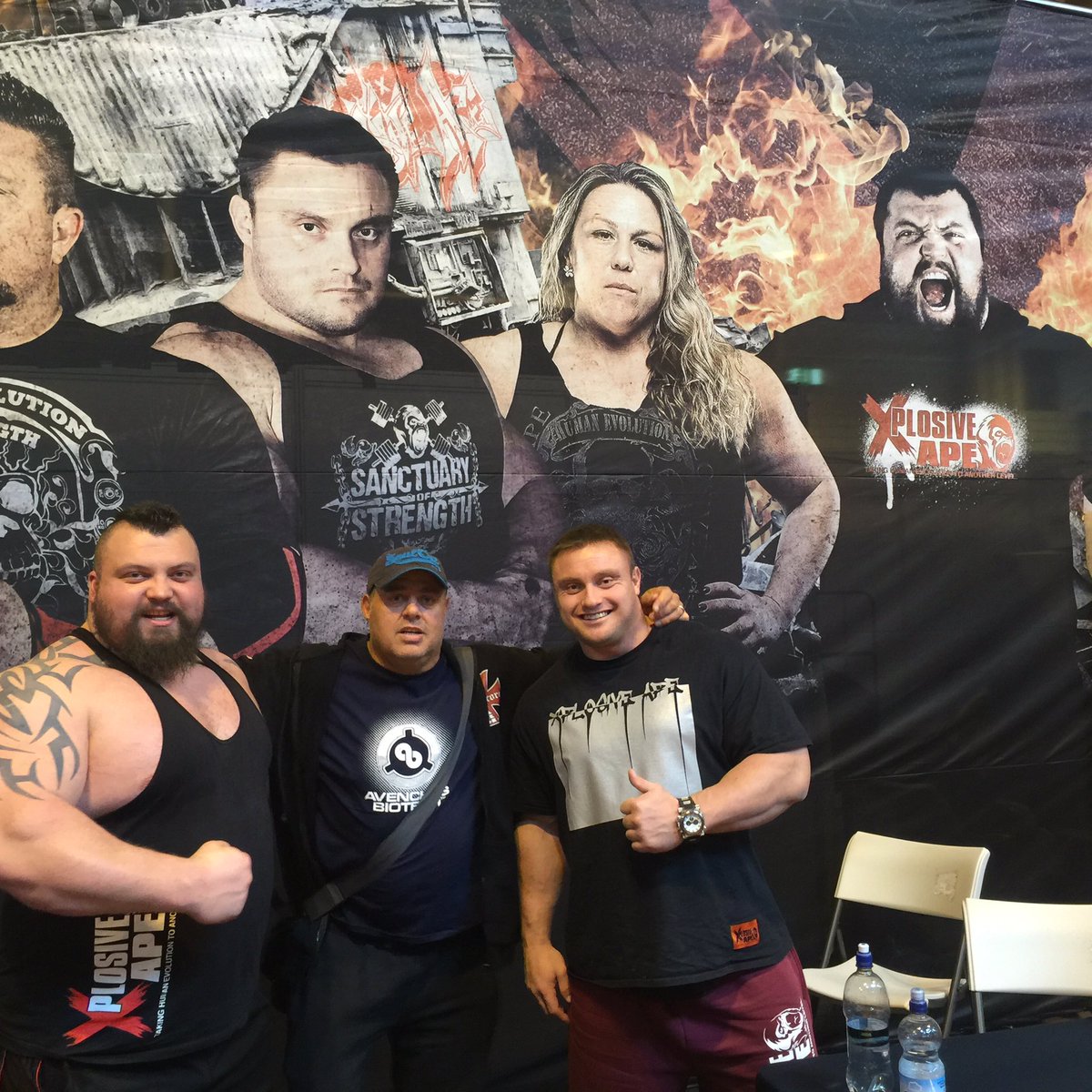 Had to grab a pic when these three got together <a href="/eddiehallWSM/">Eddie Hall - The Beast</a> <a href="/kradzikowskiwsm/">KrzysztofRadzikowski</a> <a href="/andybolton1008/">Andy Bolton</a> at <a href="/xplosiveape/">XplosiveApe Apparel</a>
