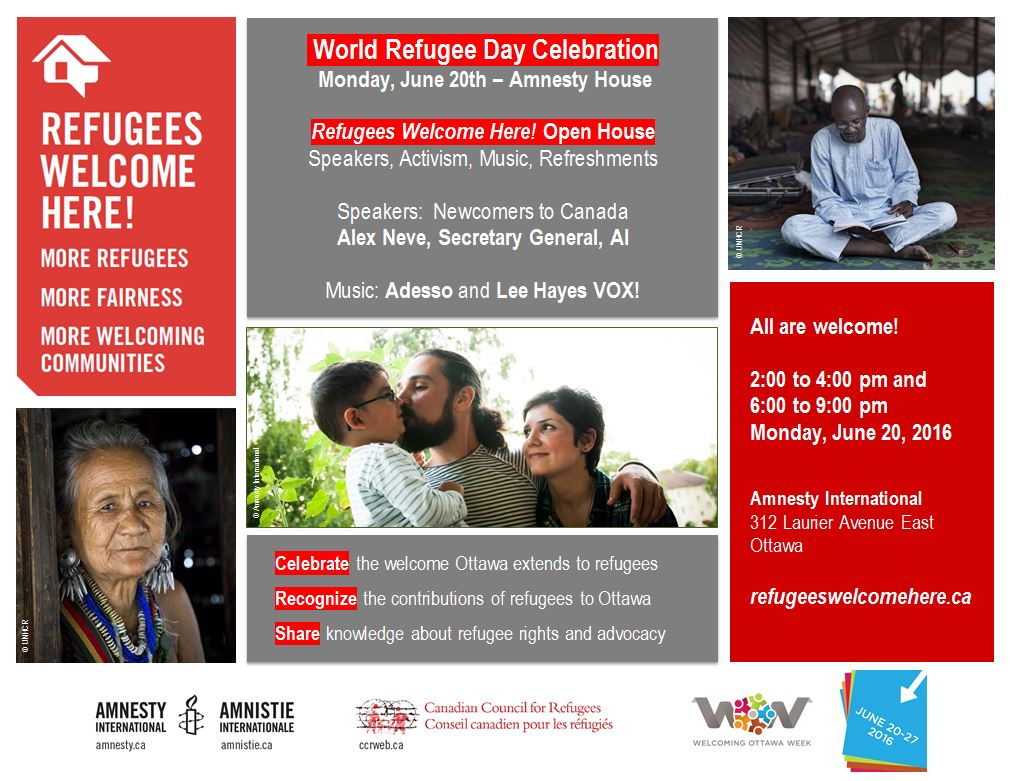 refugeecampaign's tweet photo. #YOW SAVE THE DATE! @AmnestyNow #RefugeesWelcomeHere Open House 2-4 and 6-9pm on #WorldRefugeeDay June 20th! https://t.co/bFTGIv3jU0