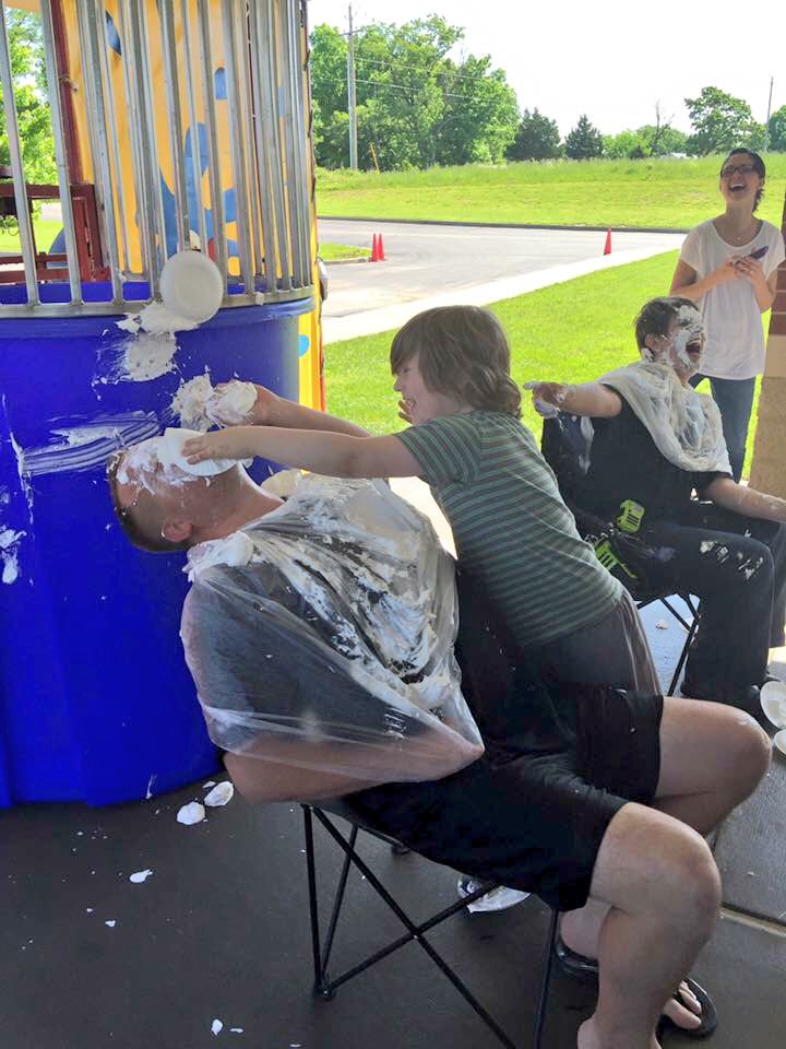 SCEThies's tweet photo. Patrick went all out on his pie throw! @WentzvilleFire #LVEleads #SightWordChallenge https://t.co/eCwFN6WZDT