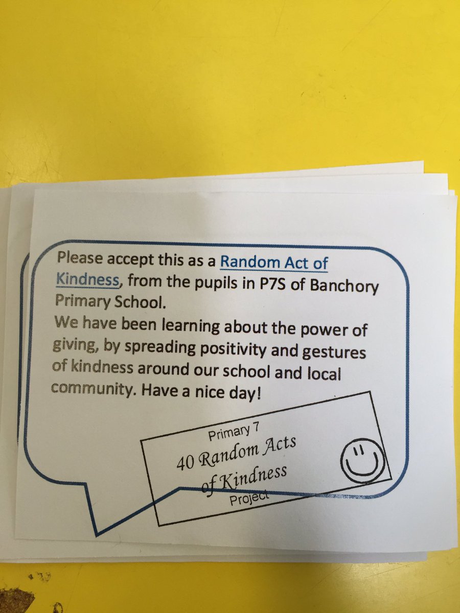 traceymurray__'s tweet photo. @traceymurray__ 
#40raok 
P7s spreading acts of kindness around Banchory this afternoon. https://t.co/sEWjd8QzHi