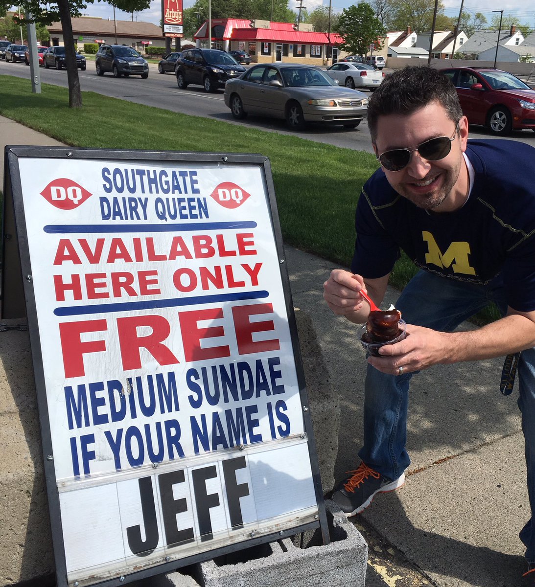 <a href="/MrWellerChem/">Jeffrey Weller</a> has been waiting for YEARS!!  Happy Friday!🍦 #freesundae #jeffrey <a href="/og_jefry_jonson/">jef</a> get it!🍦