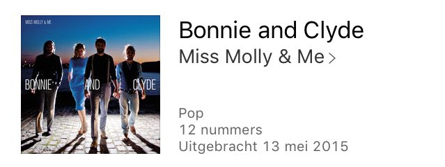 Vandaag bestaat het album Bonnie&amp; Clyde van @missmolly_andme precies een jaar! Hebben jullie hem al geluisterd? :-)