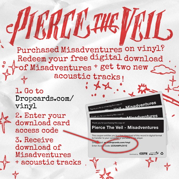 Pierce The Veil on Twitter: "Have up our album #Misadventures on Vinyl? your digital download and receive two acoustic tracks! https://t.co/02s77ew0uK" / Twitter