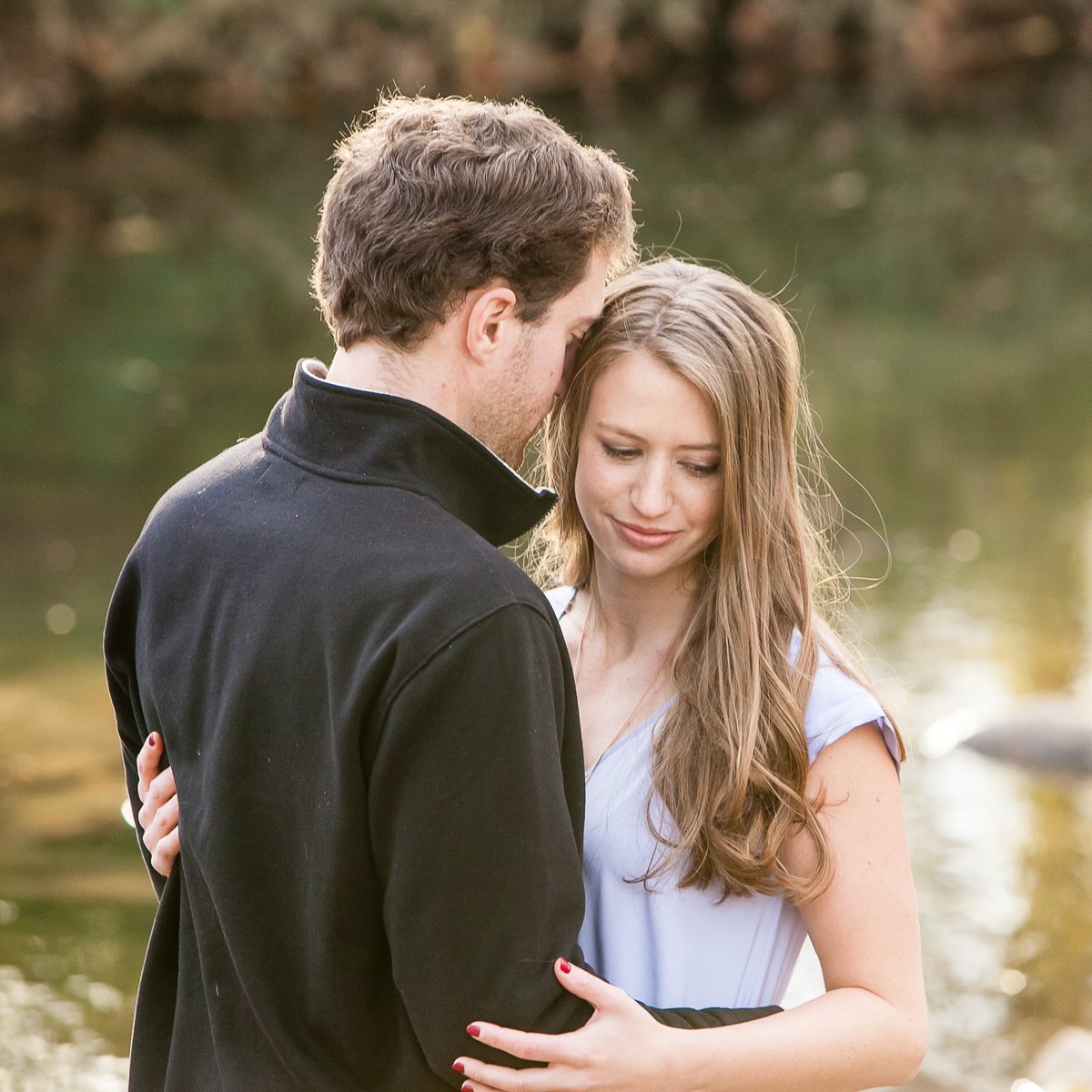 I loved the light during this #engagementsession by a #stream.