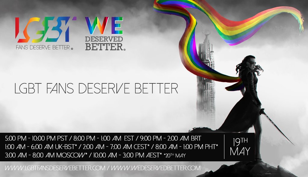 LGBTFans's tweet photo. Come together for the finale to tell the world that LGBT Fans Deserve Better. https://t.co/Tbx9Yw46CQ https://t.co/GDnXF96va3