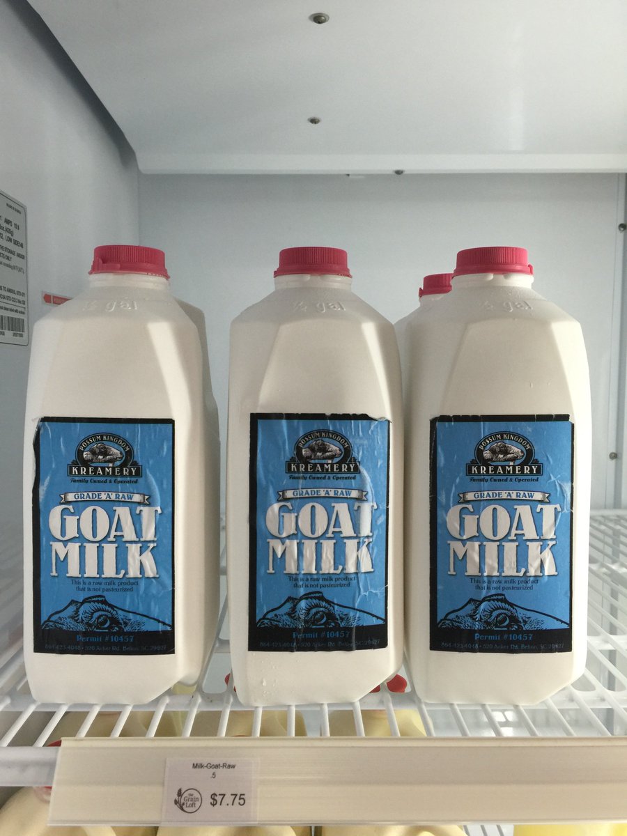 Get your fresh goat milk from Possum Kingdom Kreamery. $7.75 per half gallon.