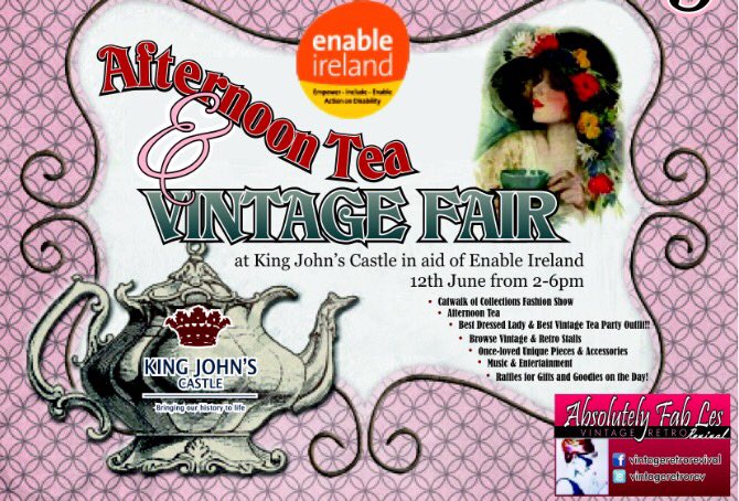 Chez_Le_Fab's tweet image. Tkts for exclusive #Vintage TeaParty @KingJohnsCastle in aid of
@EnableIreland going quick!💗
tickettailor.com/checkout/view-…