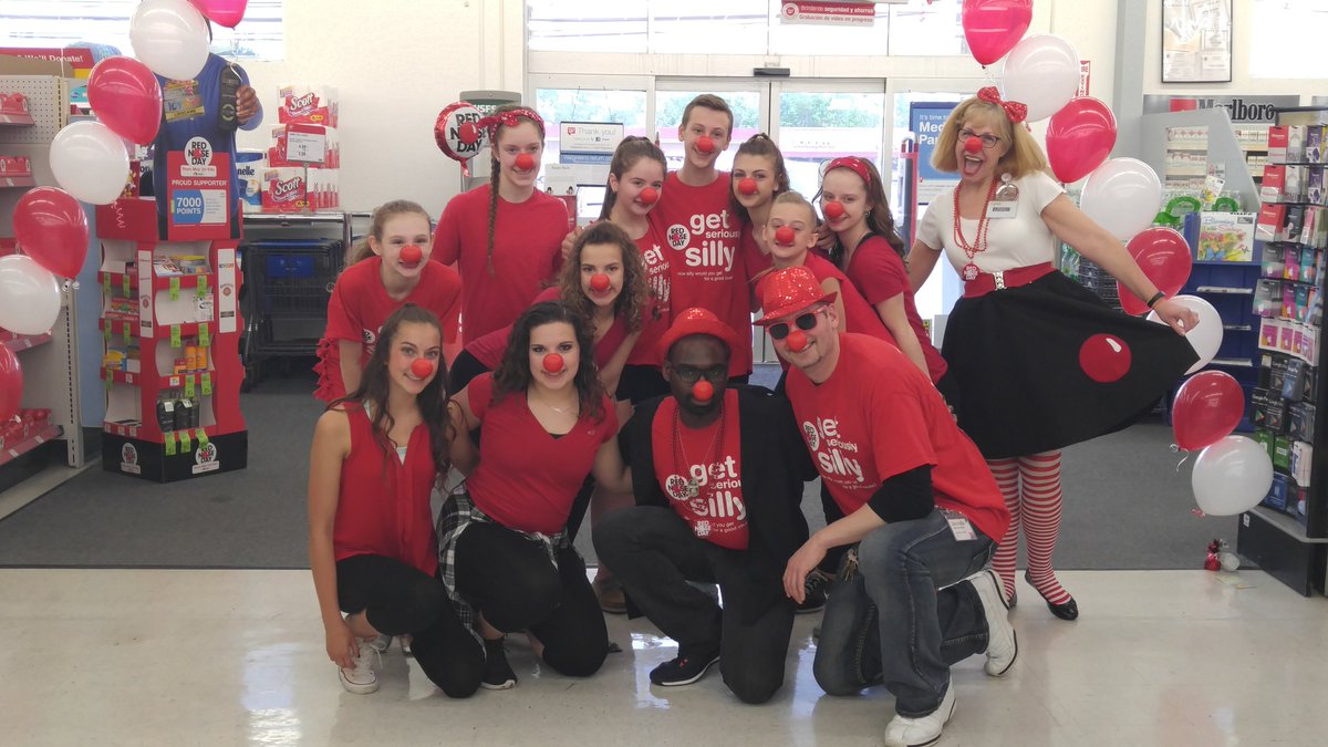 Thanks to #DanceExpressions for stopping by the @Walgreens to celebrate and promote #RedNoseDay! You guys rock!
