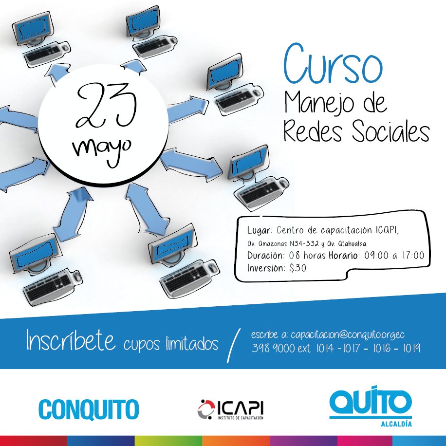ConquitoUIO's tweet photo. ¡Manejar las redes sociales es una estrategia fundamental para conquistar a tu público! No olvides participar. https://t.co/eOwjjdTy4j