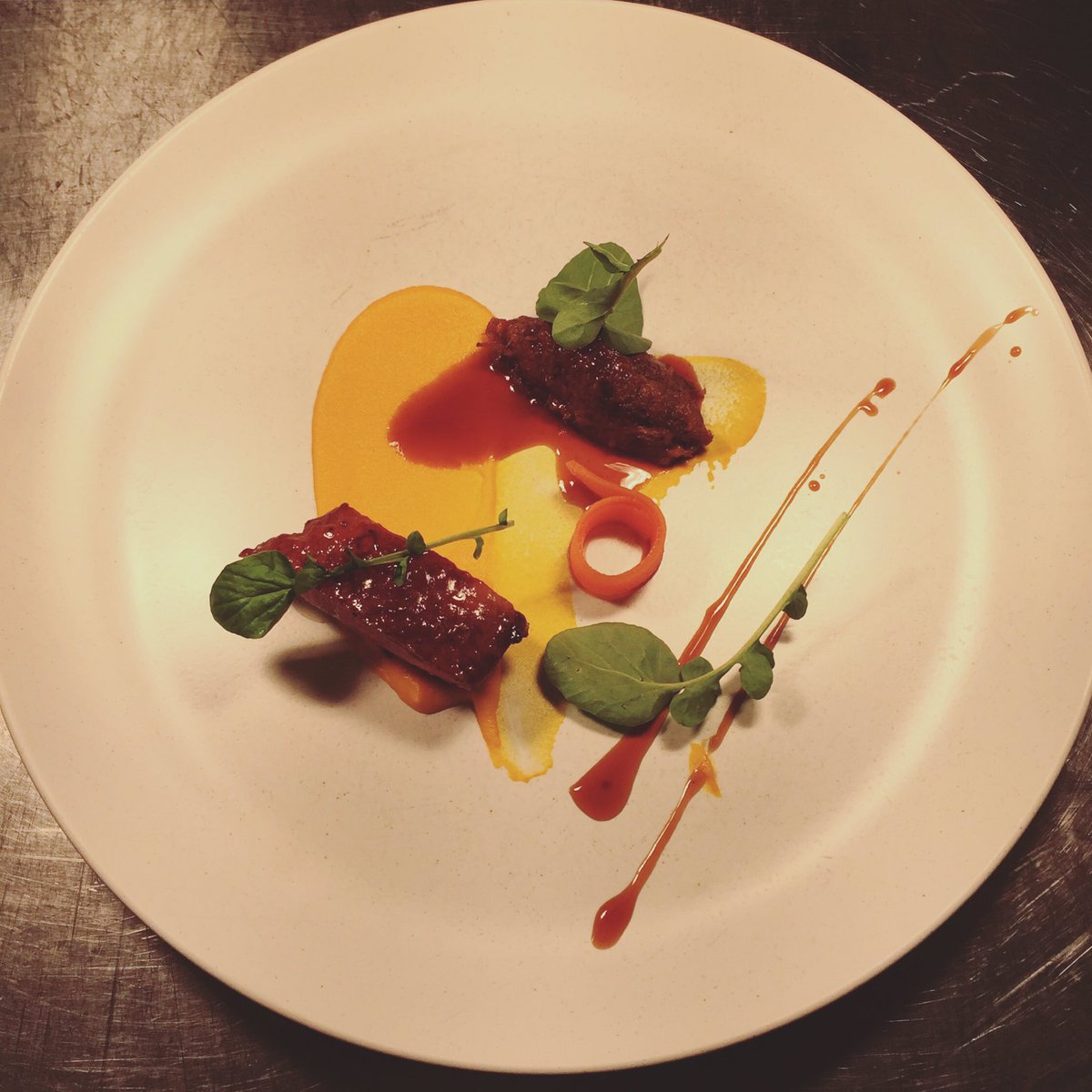 hitwcambridge's tweet photo. One from our @EatCambridge tasting menu: tea-brined &amp; honey-glazed duck for Rupert Brooke's "The Old Vicarage" 📚🍴 https://t.co/tU284LX0Lg