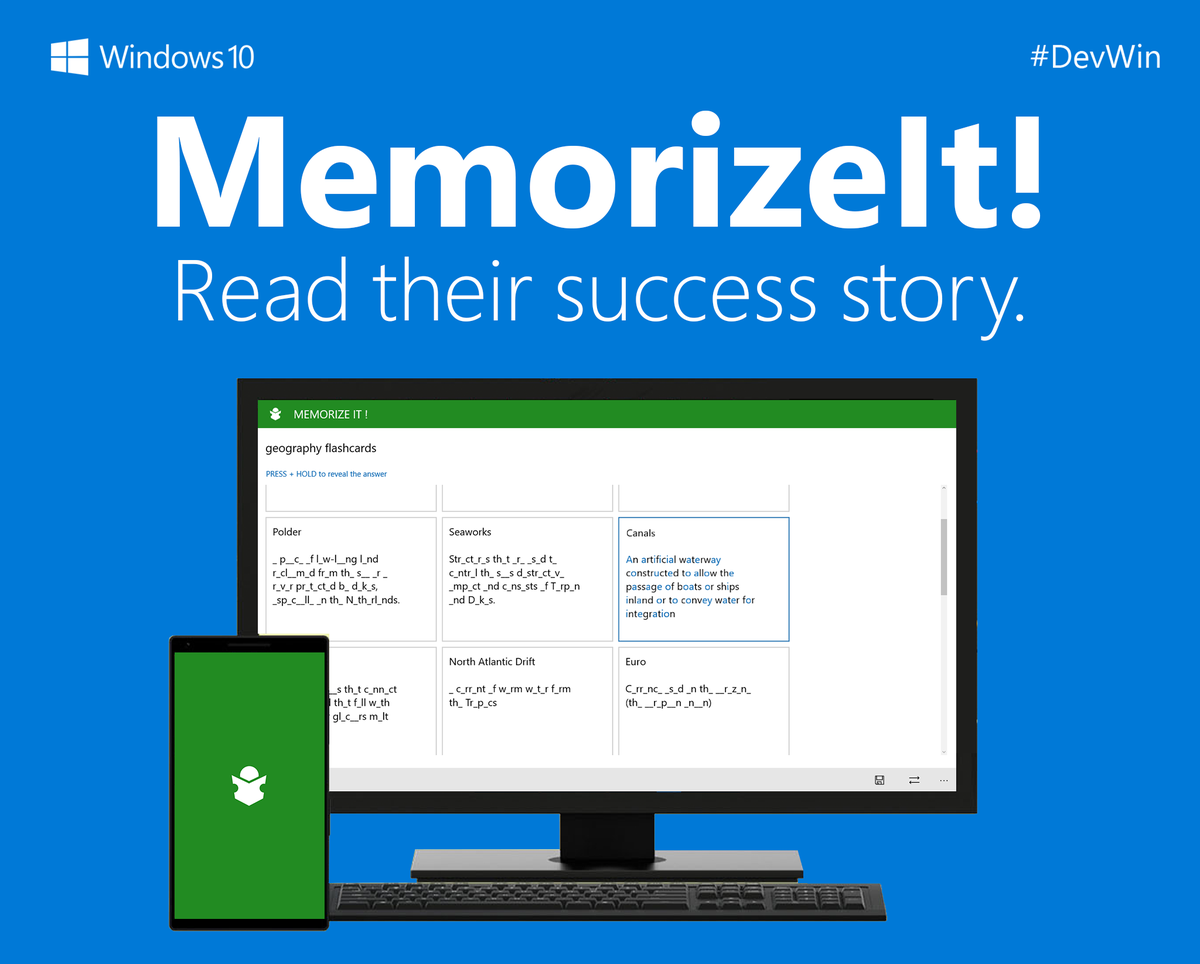 windowsdev's tweet image. Memorize it! shows how easy it is to get started developing #UWP apps. Read more: wndw.ms/BOYnyY