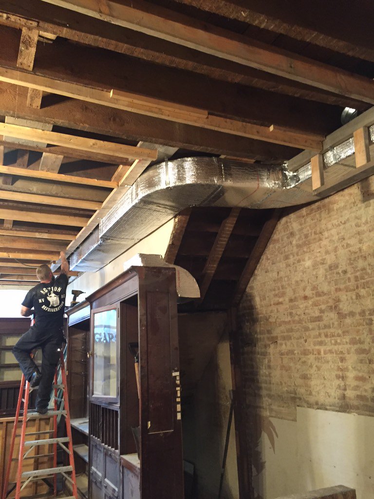 Action_AC's tweet image. Happy to help this customer get temperature consistency as they renovate and expand! #ductwork #HVAC #JobWellDone