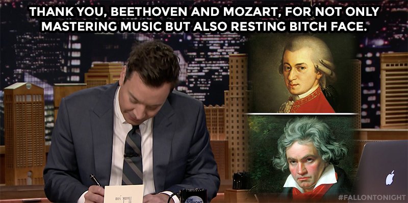 FallonTonight's tweet photo. Thank you, Beethoven and Mozart... #FallonTonight https://t.co/0R7SbngEG7