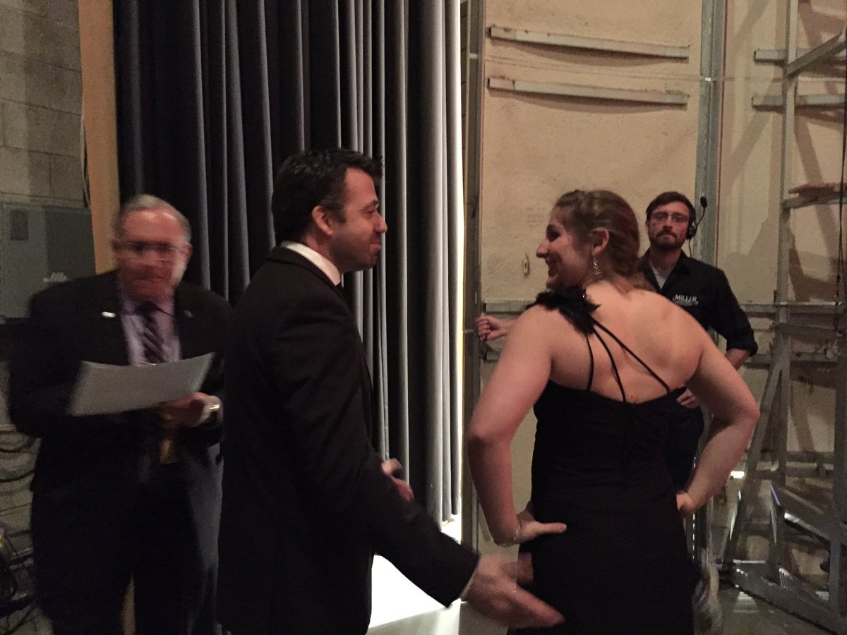 Neropa123's tweet photo. Vocalist Catherine Moss and DSYO director Oriol Sans preparing to perform Handel at #MYAF2016 @DetroitSymphony https://t.co/rW2jWm5L7i