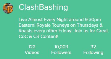 ClashBashing's tweet image. LETS GOOOO! Just hit 10k Followers on @Kamcord! We doing shots of that 1800 tonight...ITS A CELEBRATION!