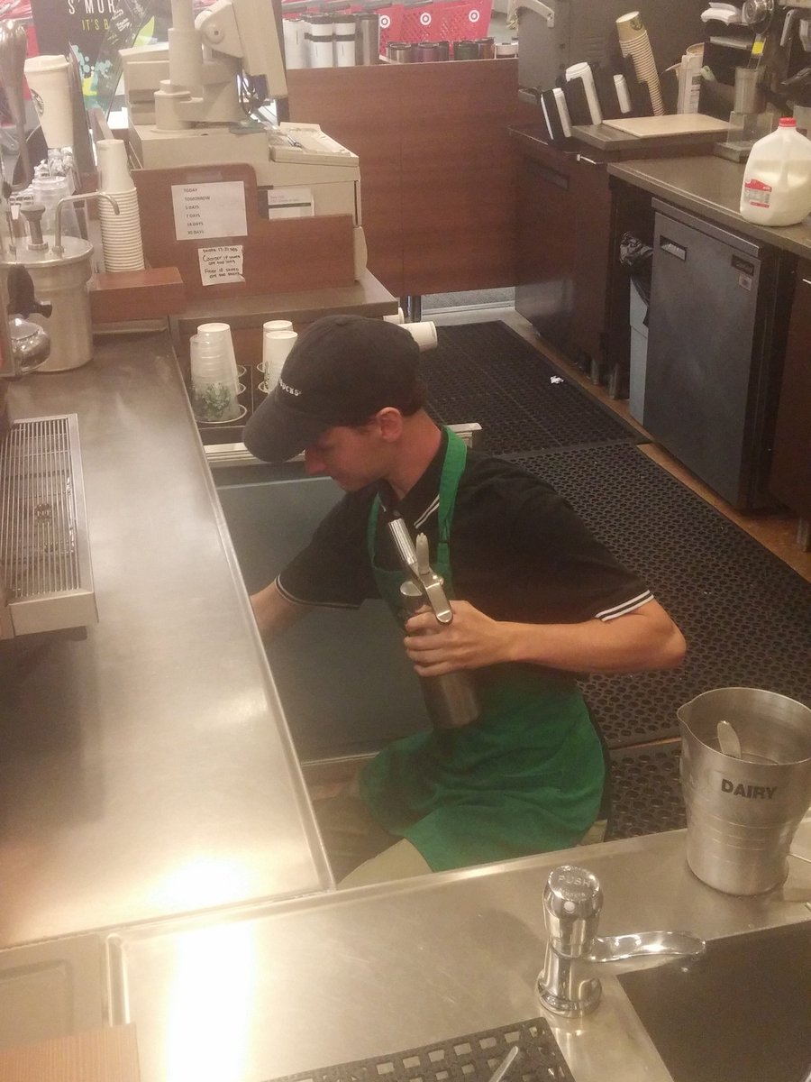 After #FrappuccinoHappyHour  Staying clean and green! Way to go #0681 #kenttarget #theteamthatrocks #canttouchthis