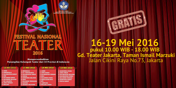 <a href="/efdeef/">Sanggar ēFDeēF</a> @KabarSintesa <a href="/TeaterSemut9Dpk/">Teater Semut</a> <a href="/2siangnet/">Komunitas 2 Siang</a> <a href="/tesasui/">Teater Sastra UI</a> <a href="/SOIAteater/">Srats One In Art</a> #FestivalNasionalTeater2016 di TIM Jakarta