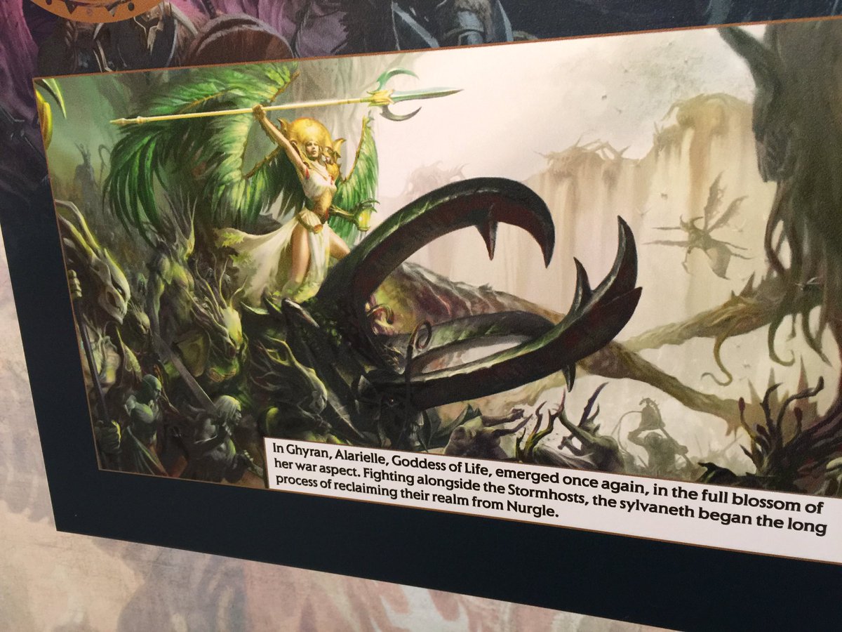 BadDice_Podcast's tweet photo. Awesome age of Sigmar display. Spreads from an upcoming book #WarhammerFest https://t.co/4oa2D0F5lD