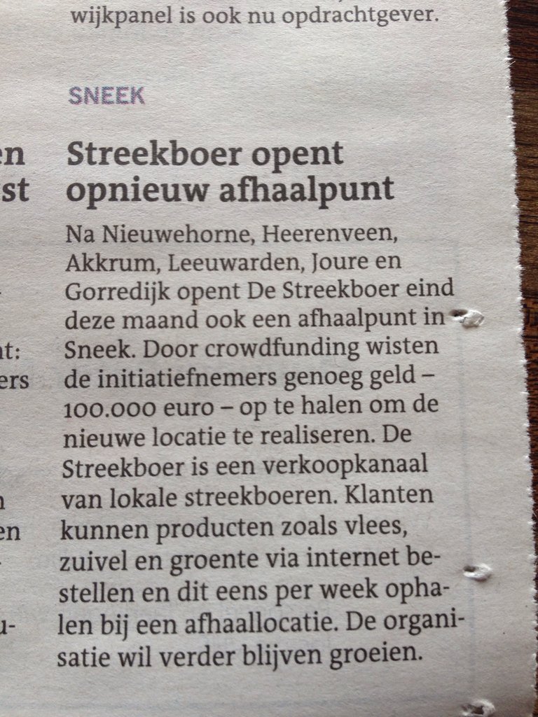 VanEgters's tweet photo. Nieuw afhaalpunt voor @deStreekboer Enthousiast, jong en veelbelovend bedrijf. Ook uit @Heerenveen #nieuwehorne https://t.co/w9EycjwXLa