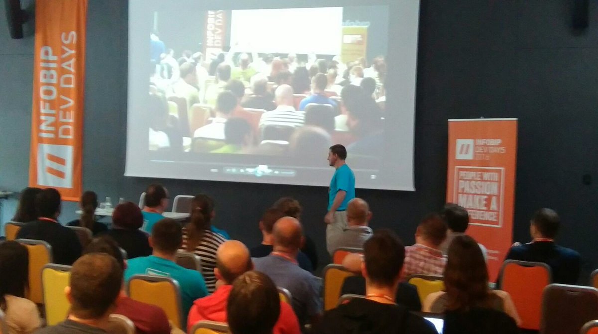 Infobip's tweet photo. #IBDevDays16 open its doors by introducing everyone to our mission. Growth, knowledge sharing and best practices. https://t.co/YZMQMrT3xc