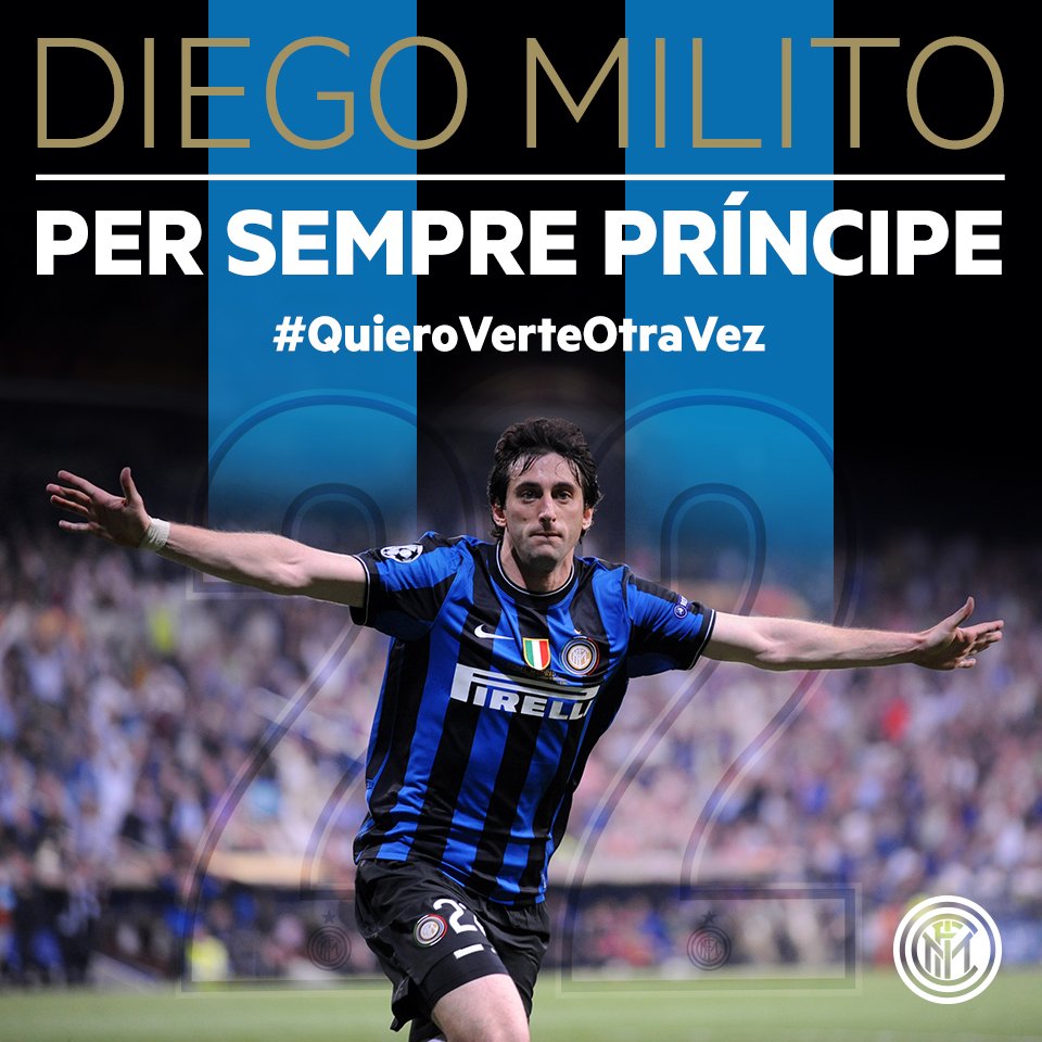 Insieme abbiamo scritto la storia. Buona fortuna Diego #Milito, per sempre Principe! 💙 #QuieroVerteOtraVez #FCIM